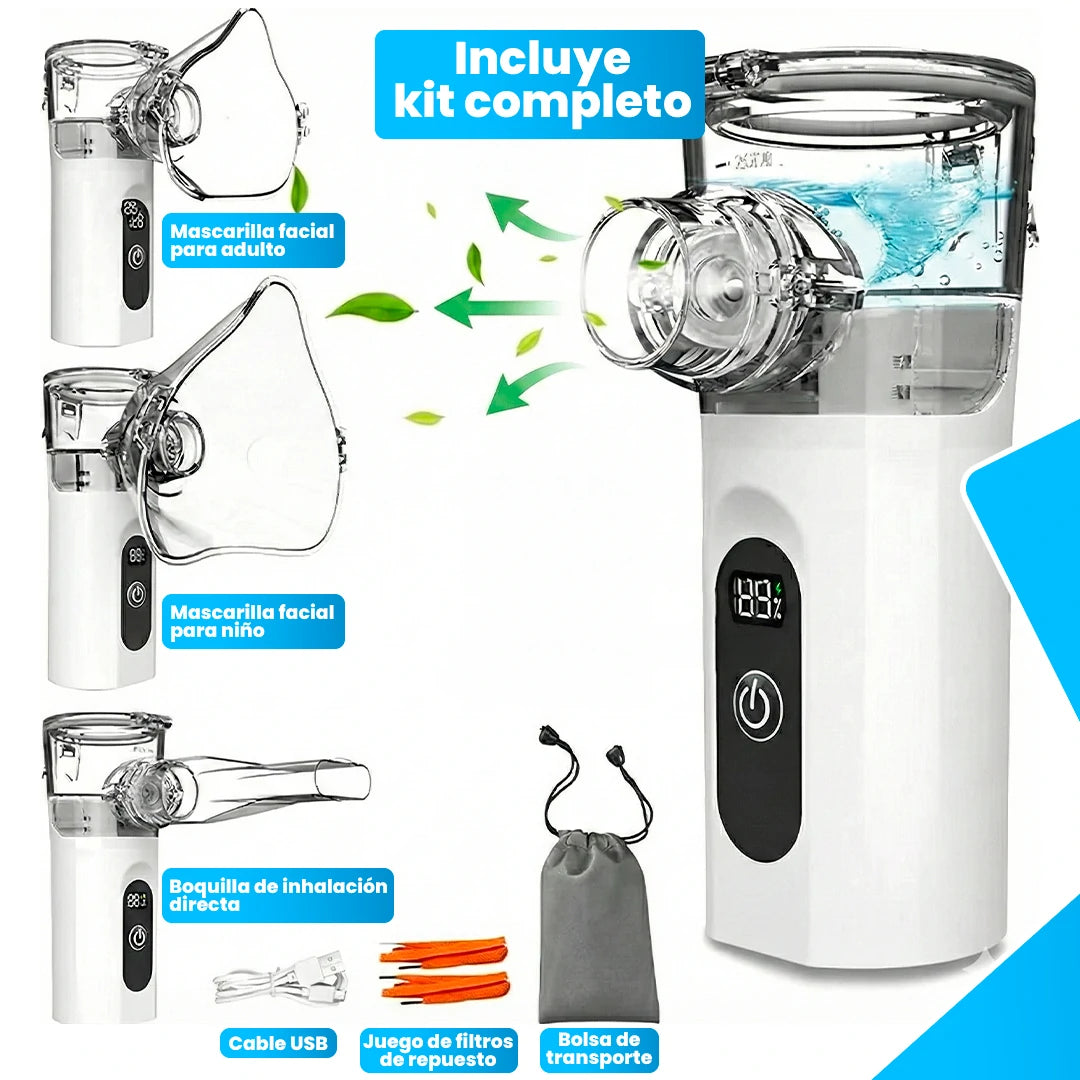 AirZen – Nebulizador Portátil 30ml Ultrasónico, Silencioso, Ligero y Seguro para Toda la Familia