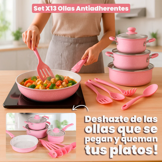 Juego de Ollas Antiadherentes SafeCook 13 Piezas